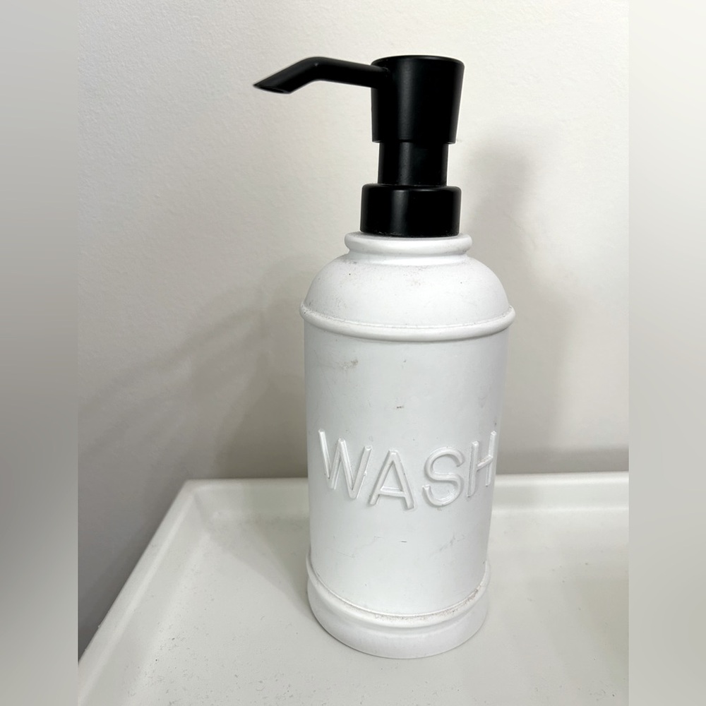 White Soap Dispenser with Black Pump